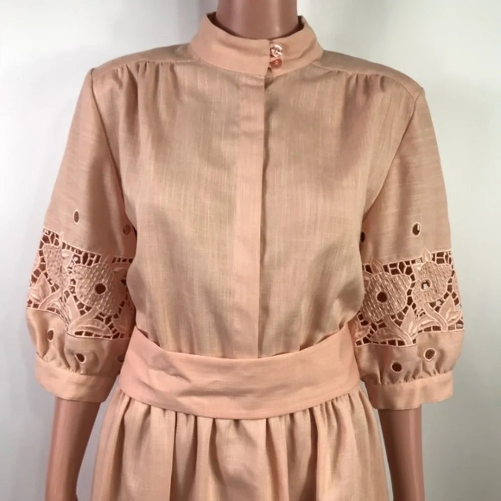 Brownstone Studio Vintage Peach Cut-out Midi Dress - Picture 7 of 8